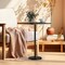 24" Tall Black Square Pub Table with Marble Base, Small Bar Table for Home Bar & Kitchen